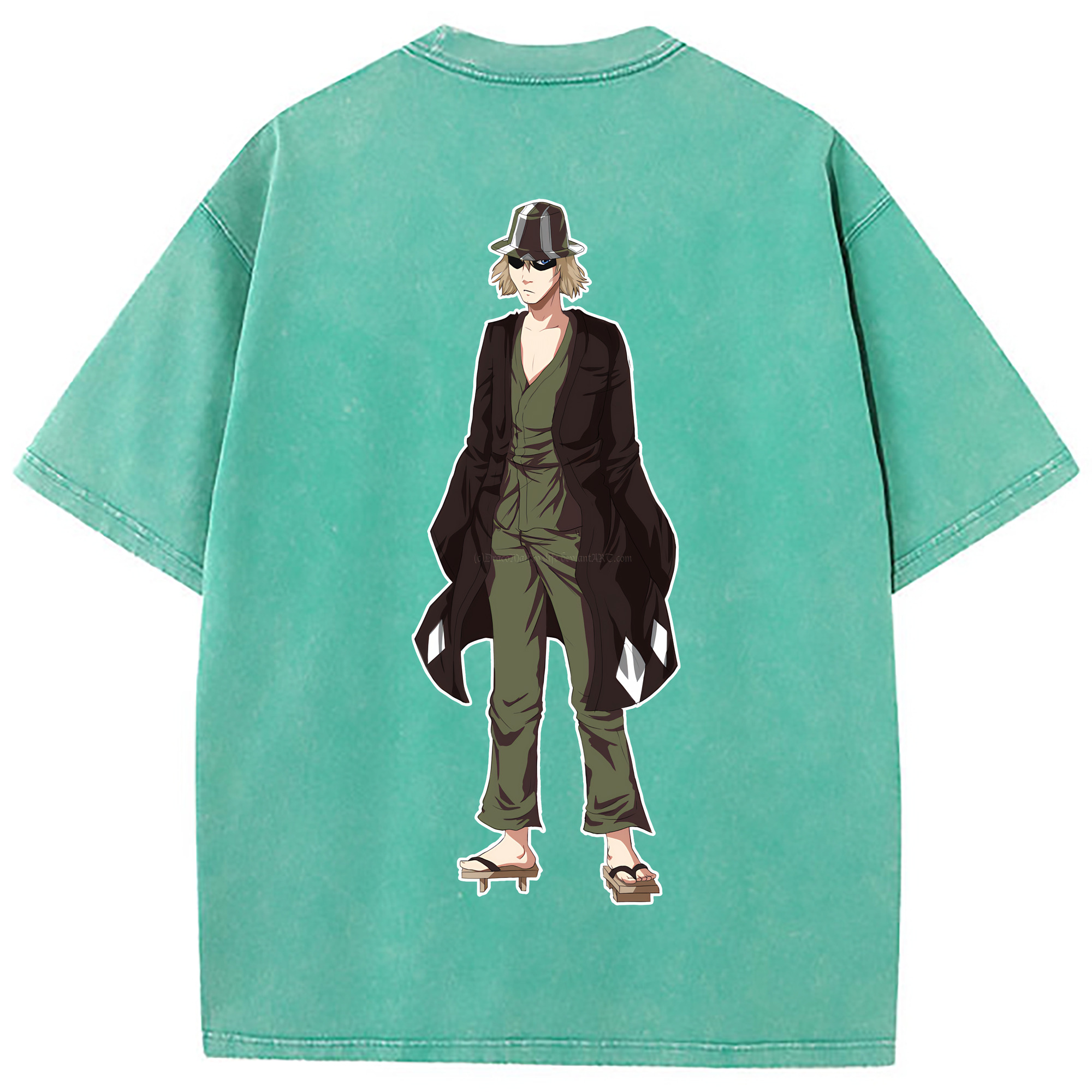 （画像用） "ブリーチ 浦原 喜助（うらはら きすけ） BLEACH Urahara Kisuke " 綿100% ヴィンテージ風 半袖Tシャツ（背面プリント）